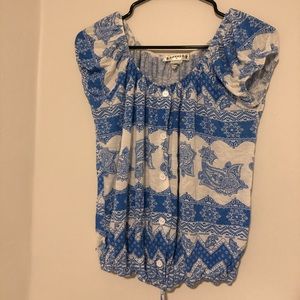 Blue & White Print Shirt